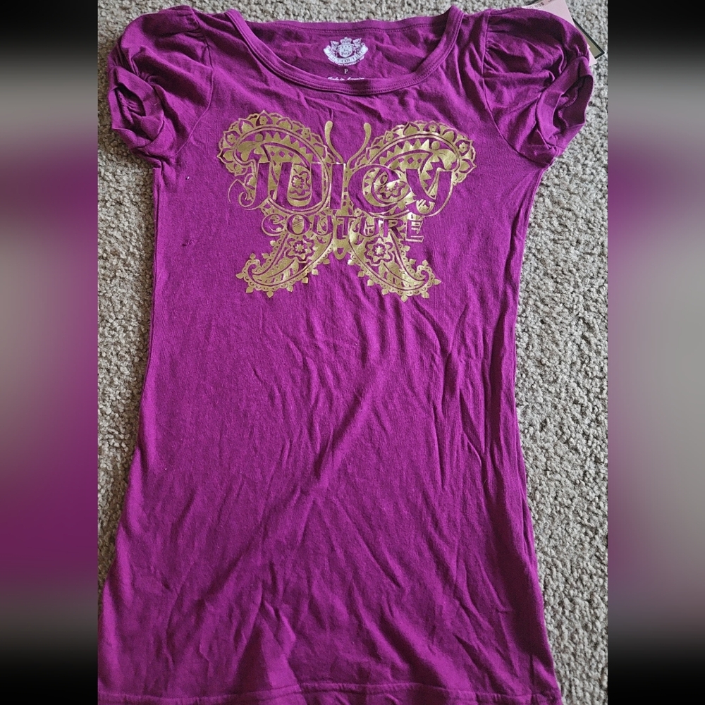 Juicy Couture Purple T-Shirt with Gold Logo